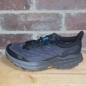 New Mens HOKA Speedgoat 5 GTX Gore-Tex Spike Trail Shoes Black Grey Sz 9